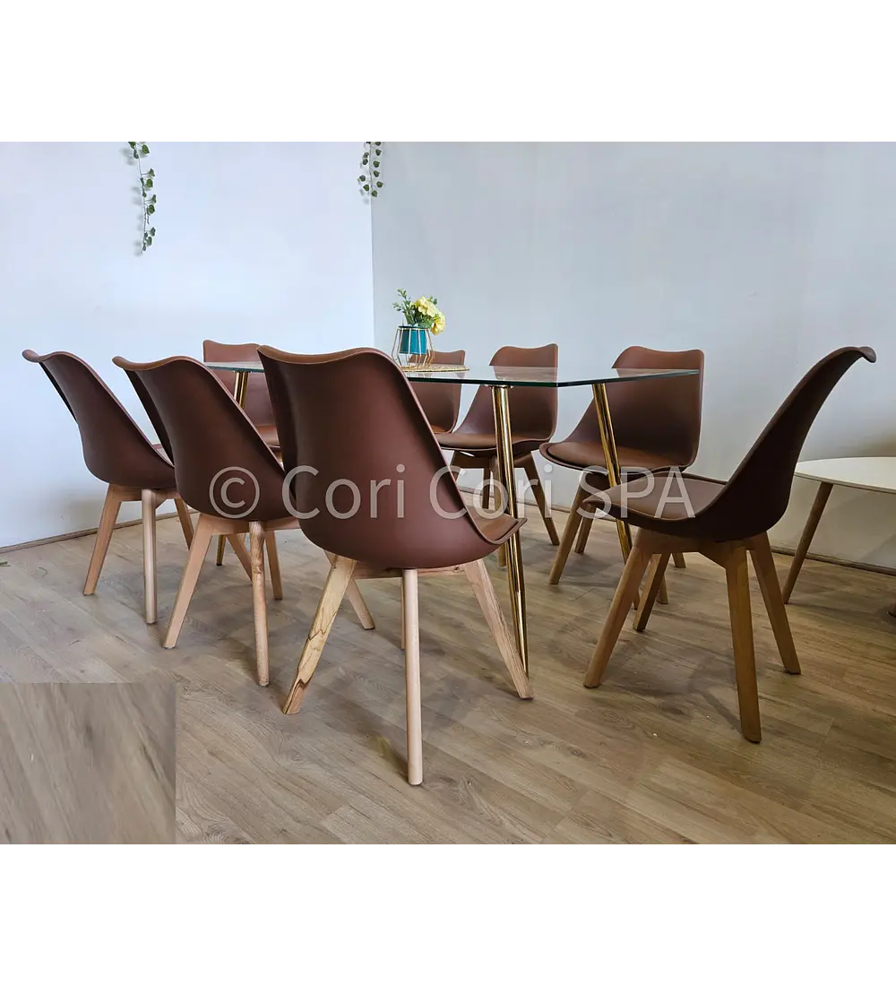 Comedor Rubi Gold 160x80cms  + 8 Sillas Tulip
