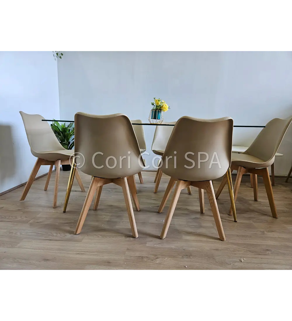 Comedor Rubi Gold 160x80cms  + 8 Sillas Tulip