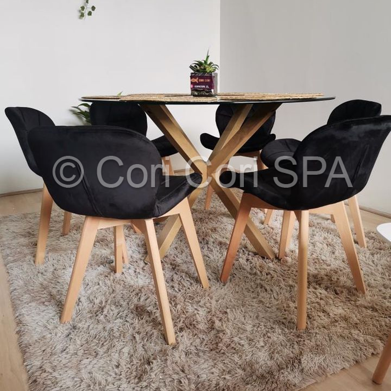 Comedor Warwick 120Cms + 6 Sillas Mariposa Velvet 4