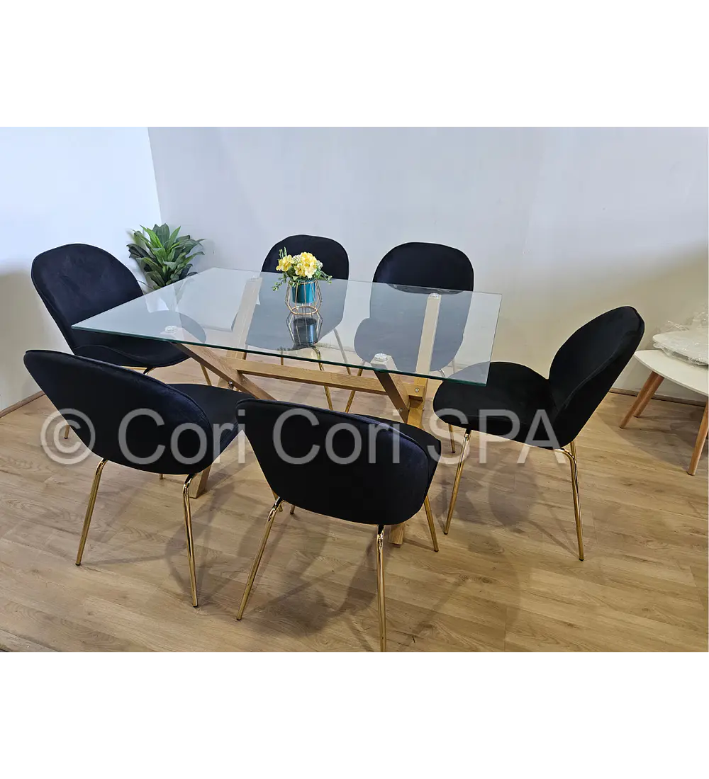 Comedor Medlock 140 x 90cm + 6 Sillas Beetle