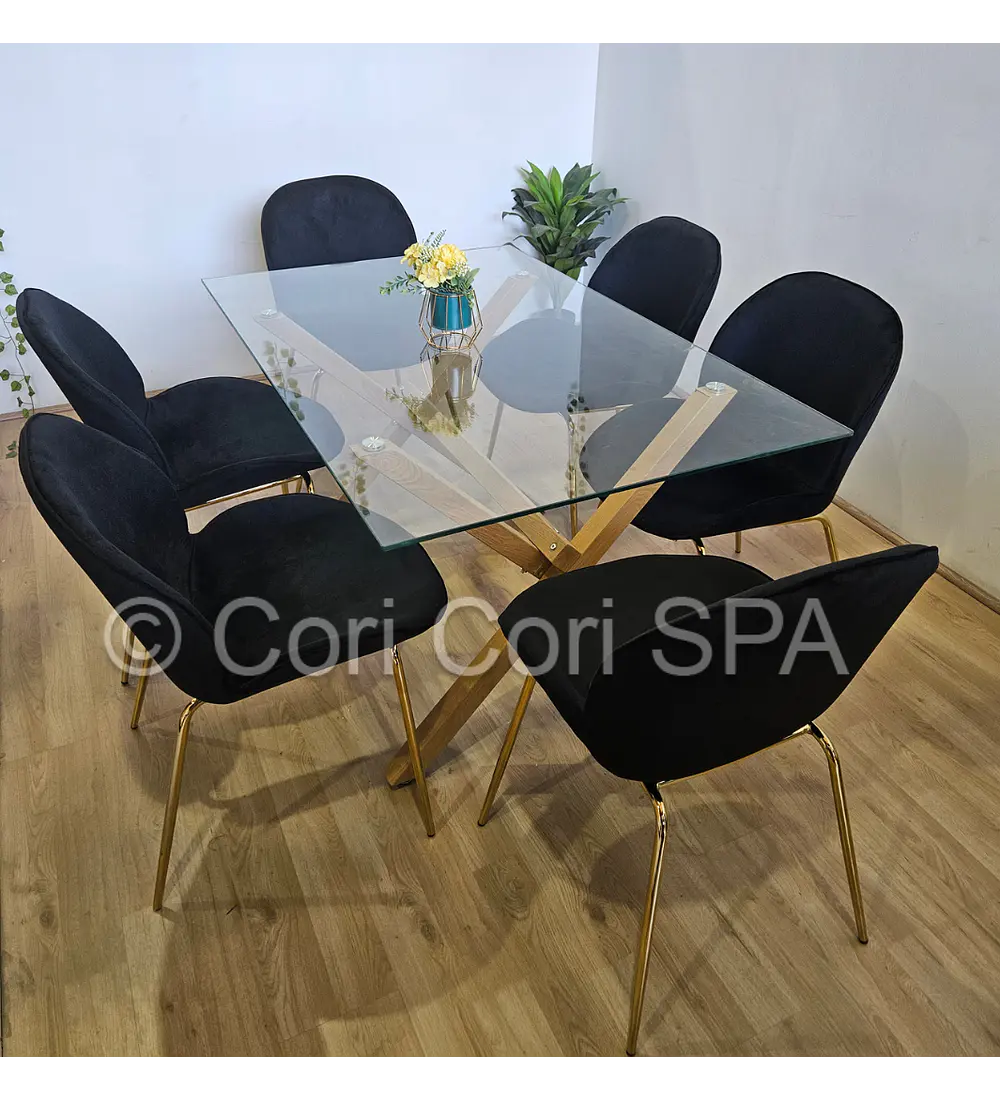 Comedor Medlock 140 x 90cm + 6 Sillas Beetle