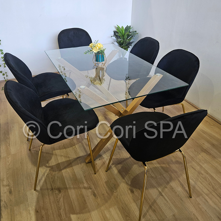 Comedor Medlock 140 x 90cm + 6 Sillas Beetle 5