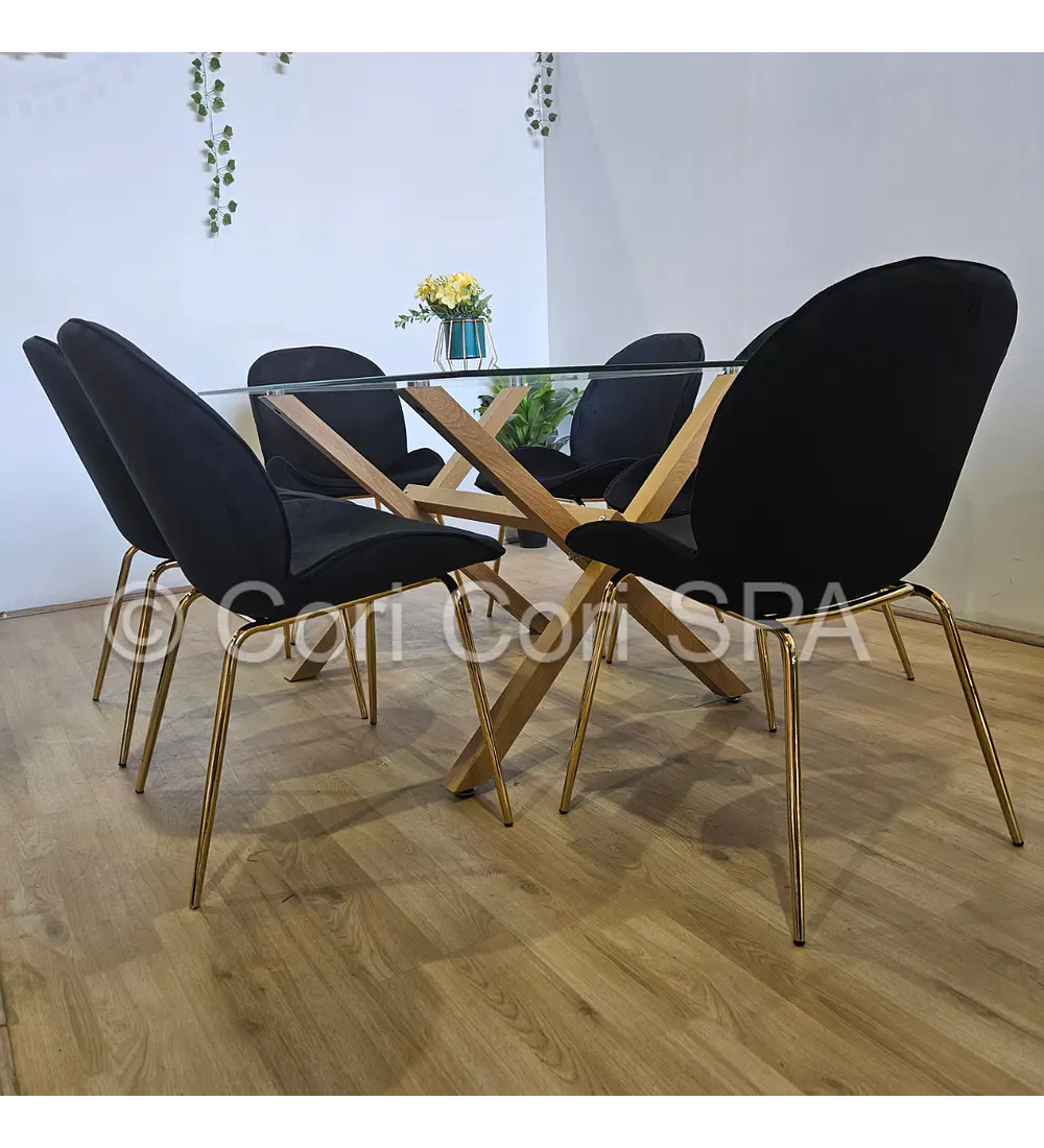 Comedor Medlock 140 x 90cm + 6 Sillas Beetle