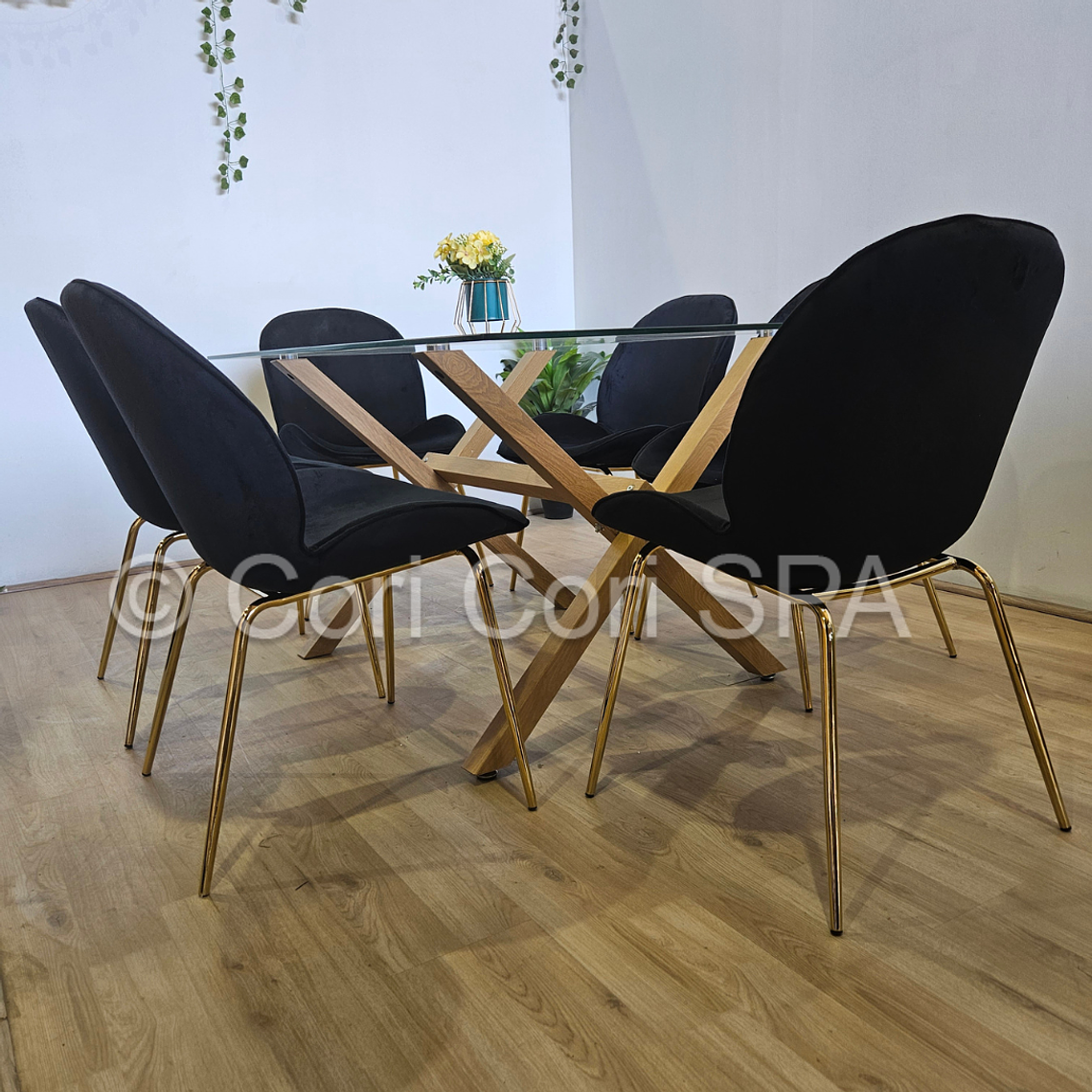 Comedor Medlock 140 x 90cm + 6 Sillas Beetle 6