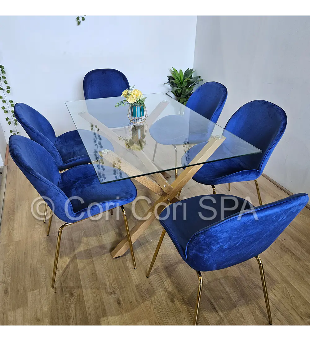 Comedor Medlock 140 x 90cm + 6 Sillas Beetle