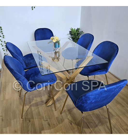 Comedor Medlock (140 x90cm) + 6 Sillas Beetle