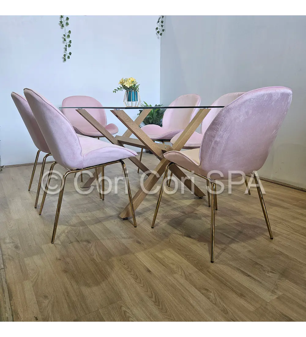 Comedor Medlock 140 x 90cm + 6 Sillas Beetle