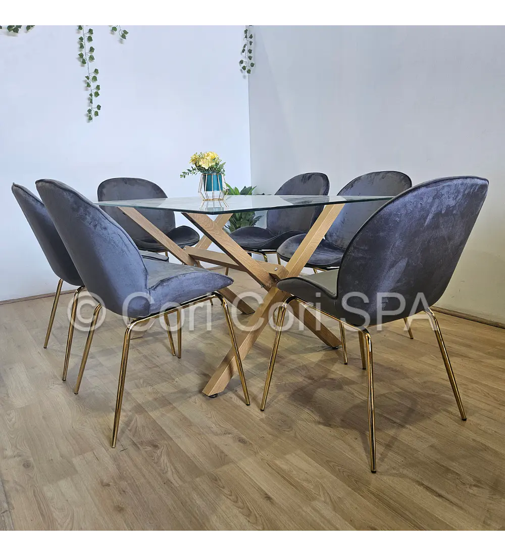 Comedor Medlock 140 x 90cm + 6 Sillas Beetle