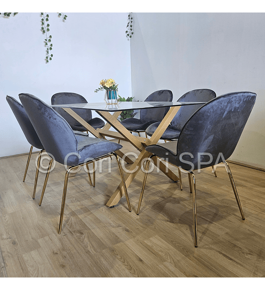 Comedor Medlock 140 x 90cm + 6 Sillas Beetle
