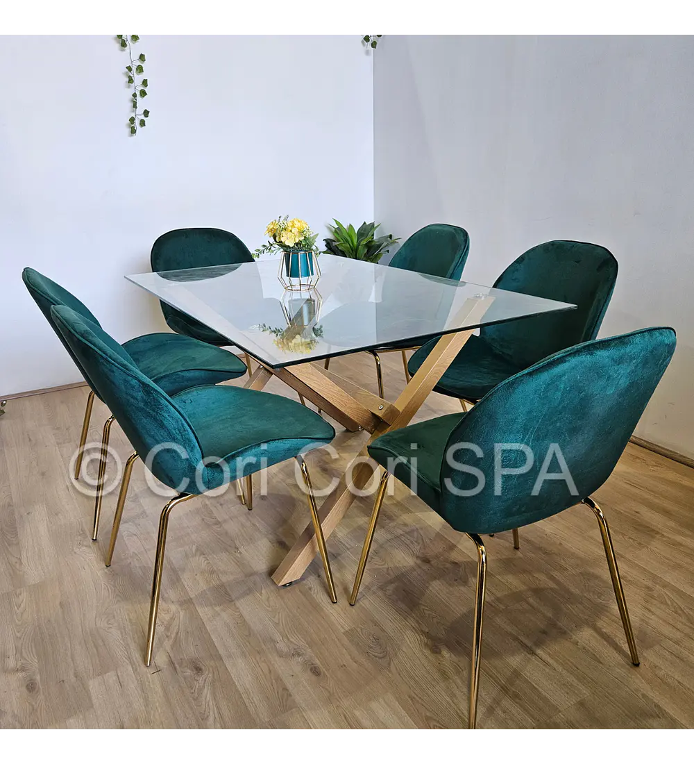 Comedor Medlock 140 x 90cm + 6 Sillas Beetle