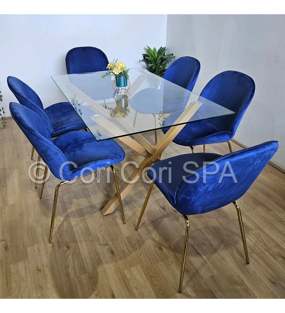 Comedor Medlock 140 x 90cm + 6 Sillas Beetle