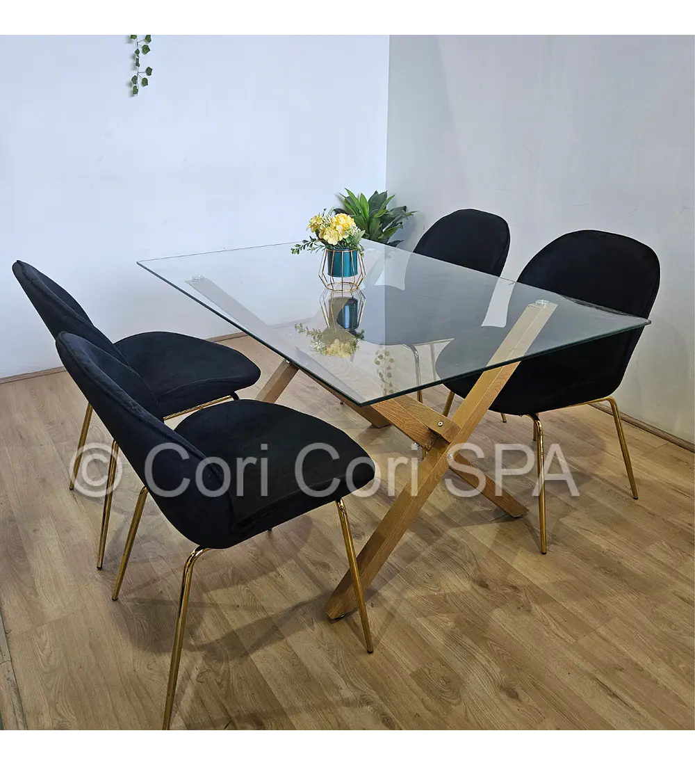Comedor Medlock 140 x90cm + 4 Sillas Beetle