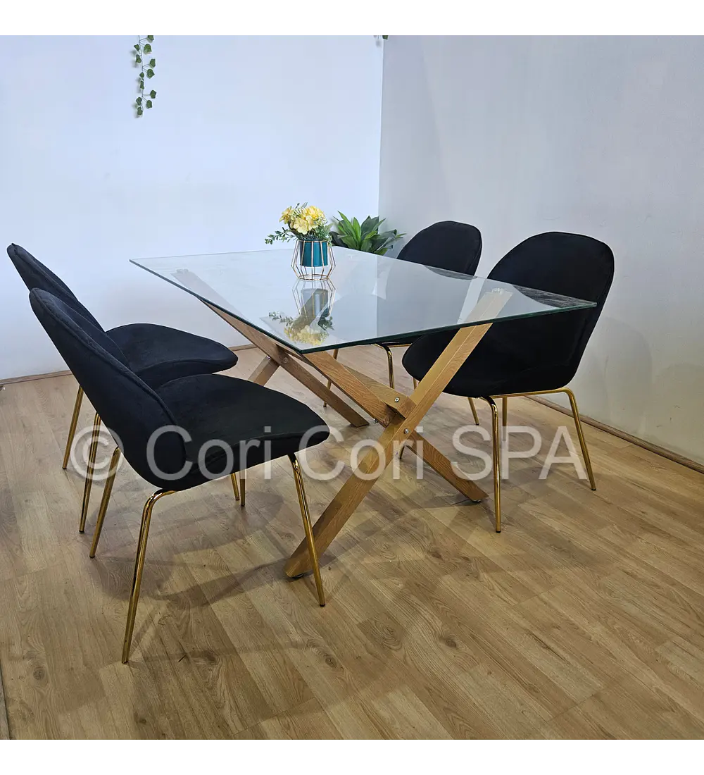 Comedor Medlock 140 x90cm + 4 Sillas Beetle