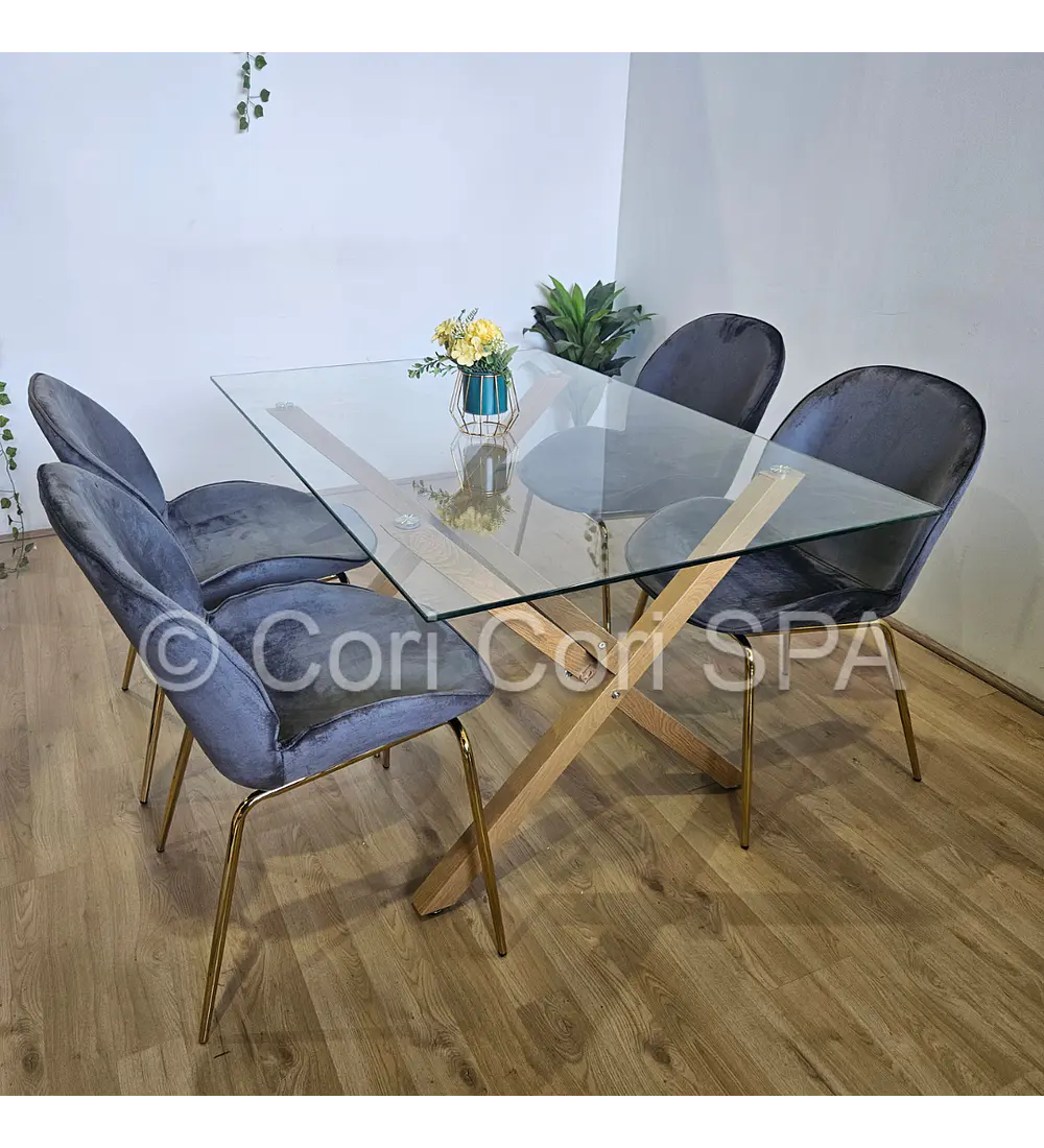Comedor Medlock 140 x90cm + 4 Sillas Beetle