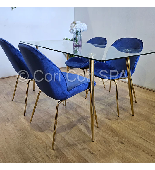 Comedor Rubi Gold 160x80cms + 4 Sillas Beetle