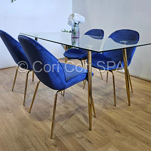 Comedor Rubi Gold 160x80cms + 4 Sillas Beetle