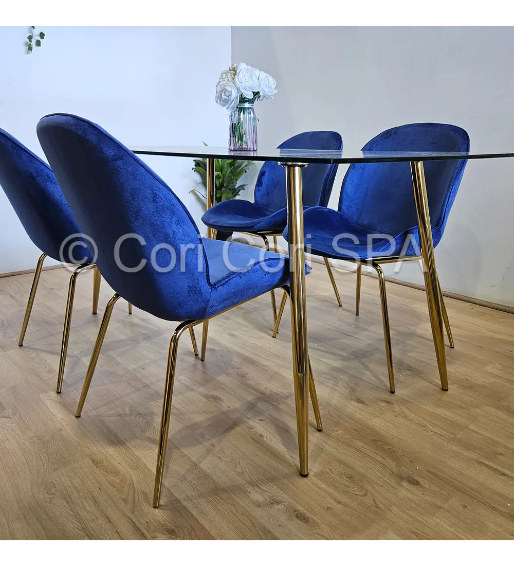 Comedor Rubi Gold 160x80cms + 4 Sillas Beetle