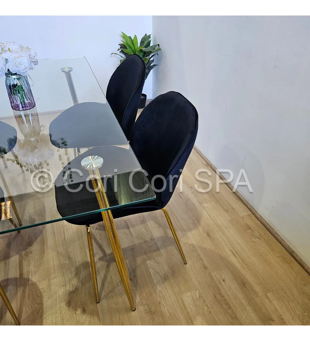 Comedor Rubi Gold 160x80cms + 4 Sillas Beetle
