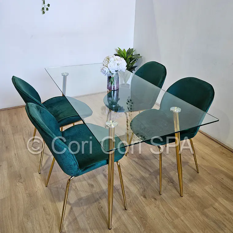 Comedor Rubi Gold 160x80cms + 4 Sillas Beetle 13