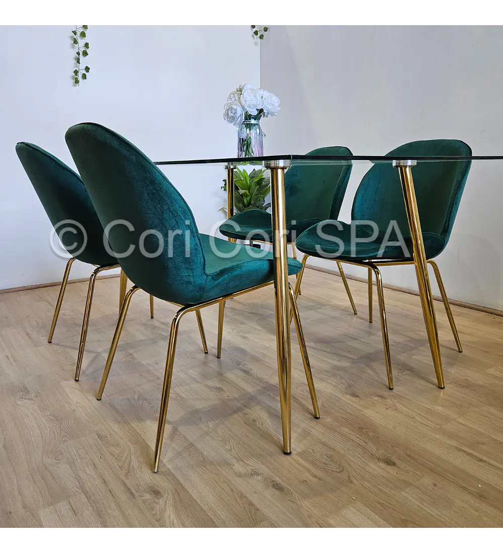 Comedor Rubi Gold 160x80cms + 4 Sillas Beetle