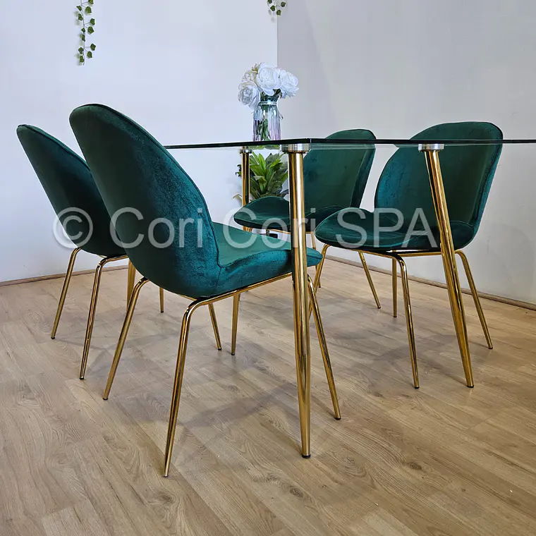 Comedor Rubi Gold 160x80cms + 4 Sillas Beetle 14