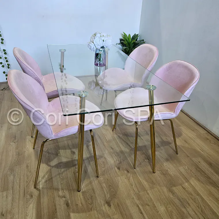 Comedor Rubi Gold 160x80cms + 4 Sillas Beetle 15