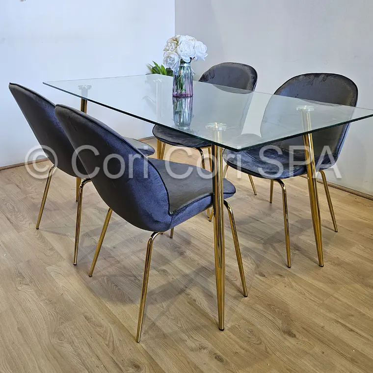 Comedor Rubi Gold 160x80cms + 4 Sillas Beetle 20