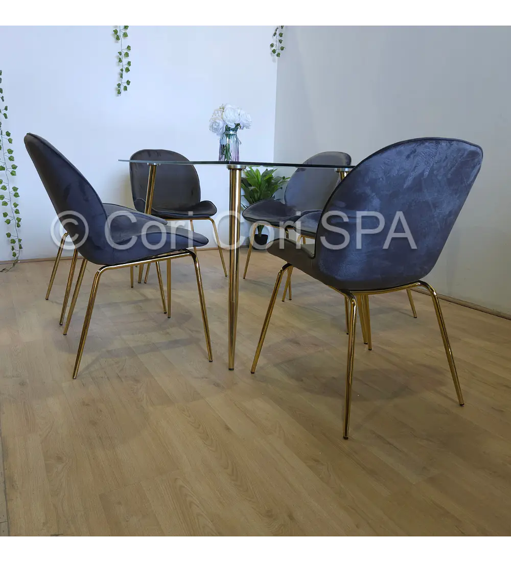 Comedor Rubi Gold 160x80cms + 4 Sillas Beetle