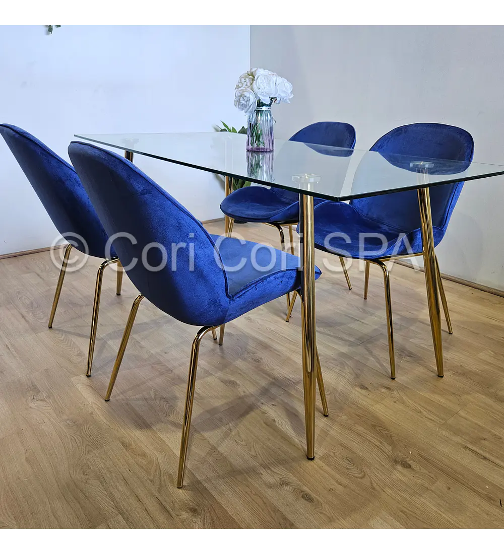Comedor Rubi Gold 160x80cms + 4 Sillas Beetle