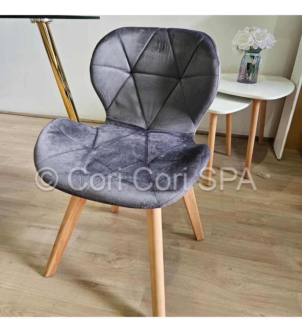 Comedor Rubi Gold Cuadrada 80x80cms + 2 Sillas Mariposa Velvet