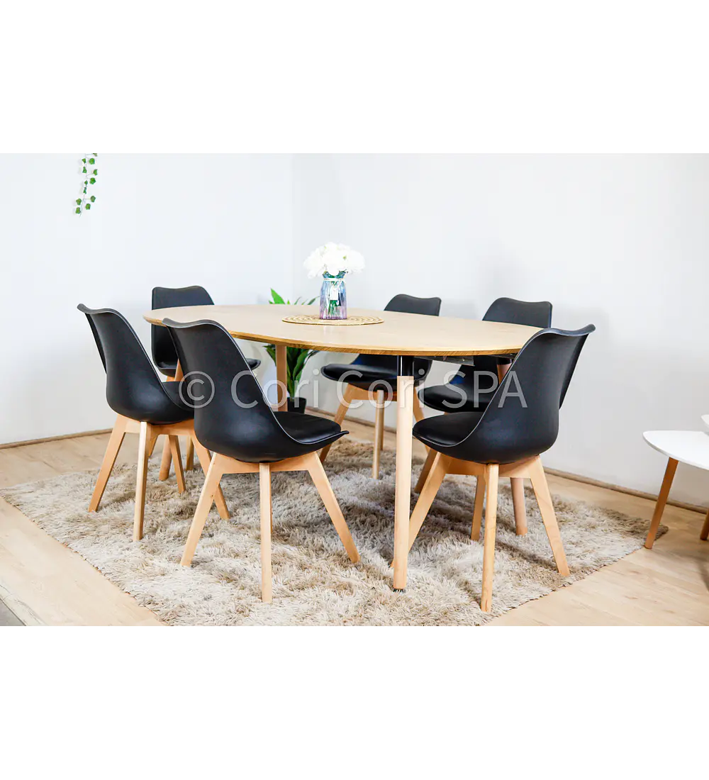 Comedor Mesa Expandible (100 - 180cms) + Sillas Tulip