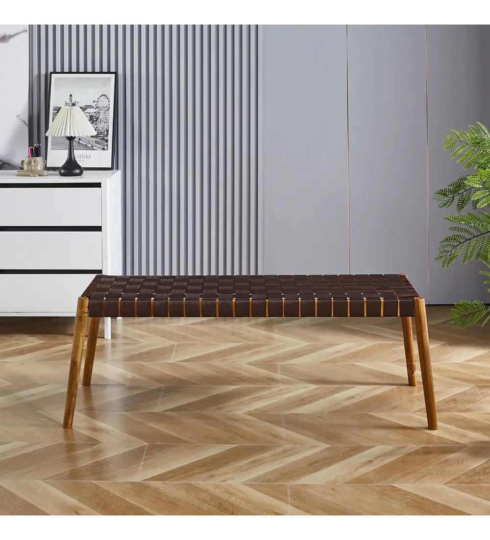 Banqueta Austral 120cm - Cinta Tejida de Nailon café