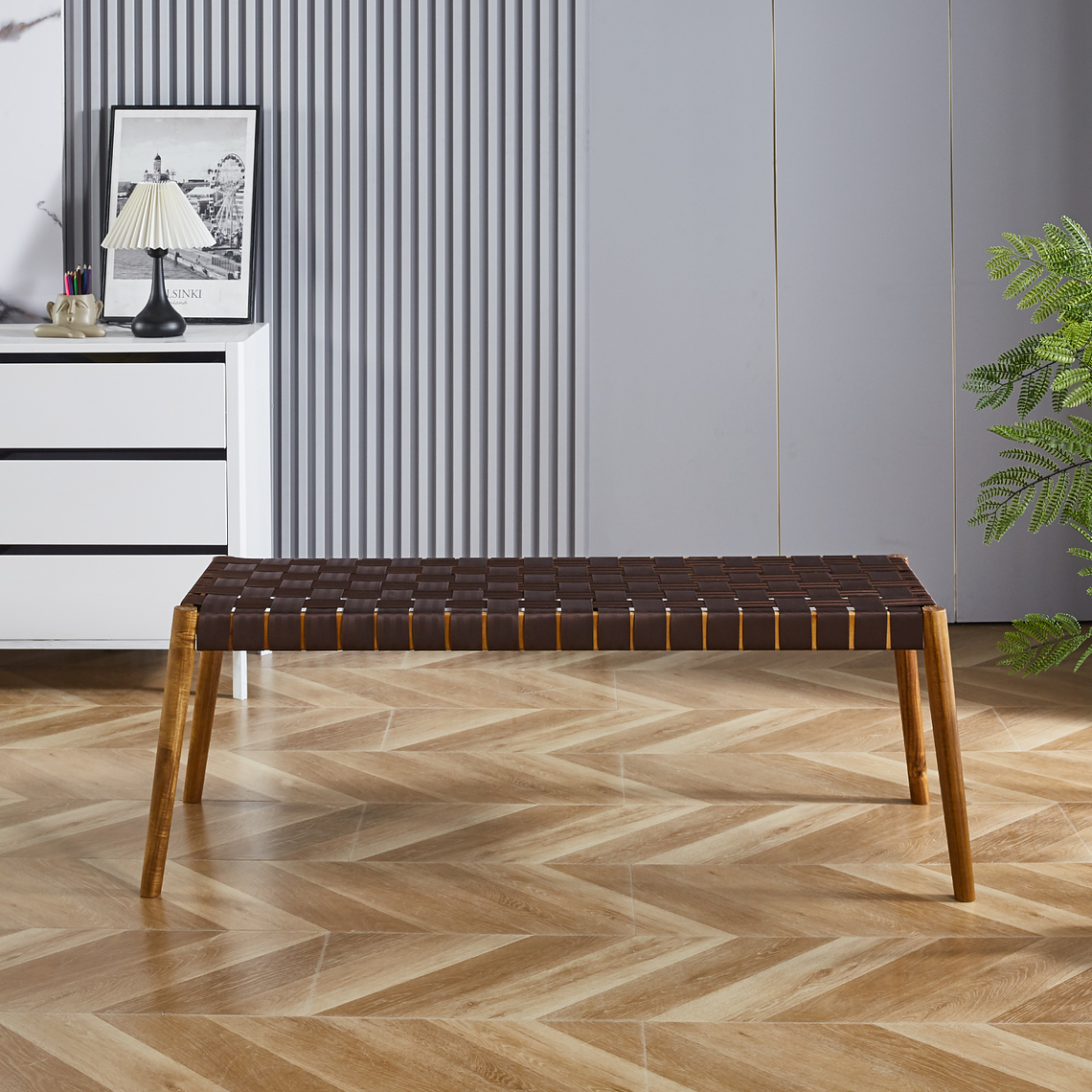 Banqueta Austral 120cm - Cinta Tejida de Nailon café 1