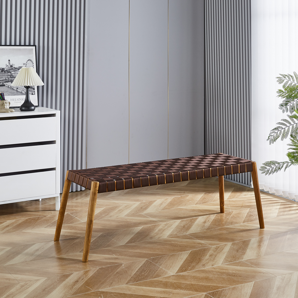 Banqueta Austral 120cm - Cinta Tejida de Nailon café 2