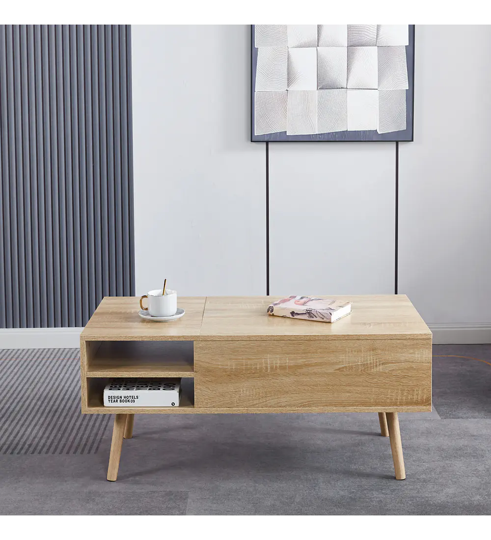 Mesa de Centro Elevable para Living - Madera