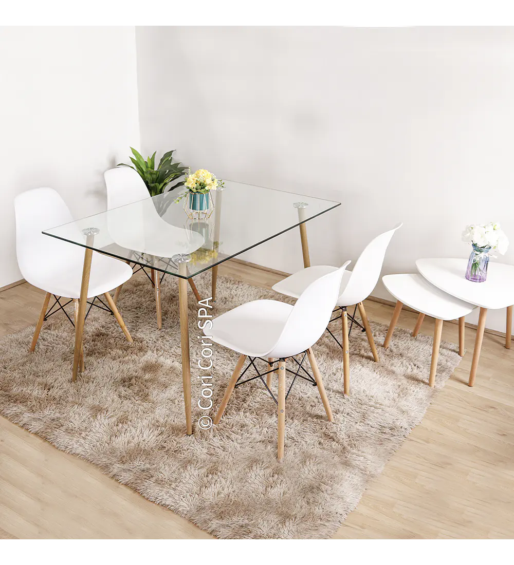 Comedor Rubi 130x80cm + 4 Sillas Eames 