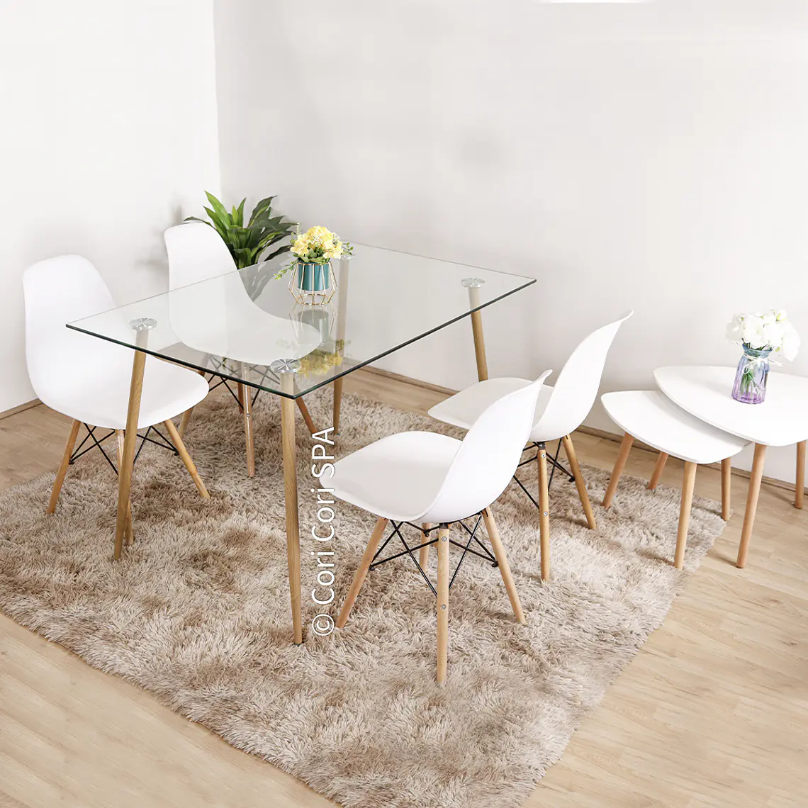 Comedor Rubi 130x80cm + 4 Sillas Eames  2