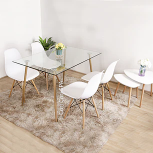 Comedor Rubi 130x80cm + 4 Sillas Eames 