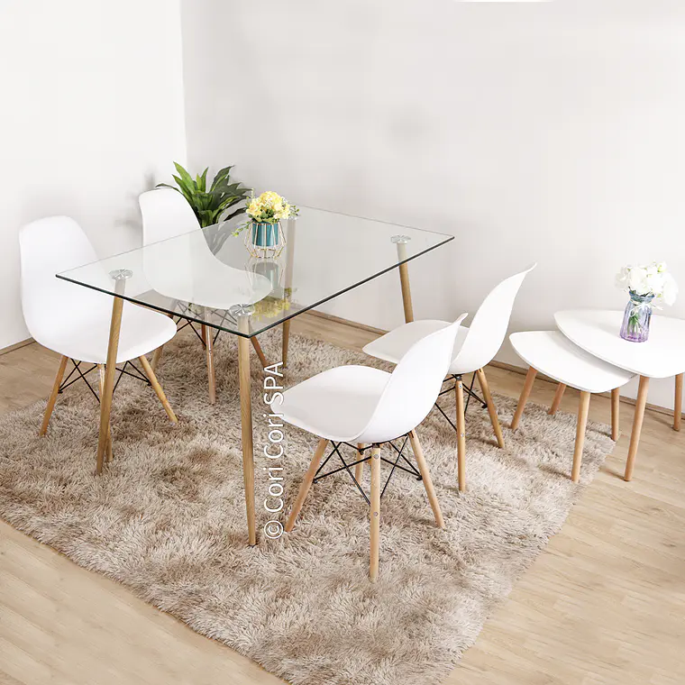 Comedor Rubi 130x80cm + 4 Sillas Eames  2
