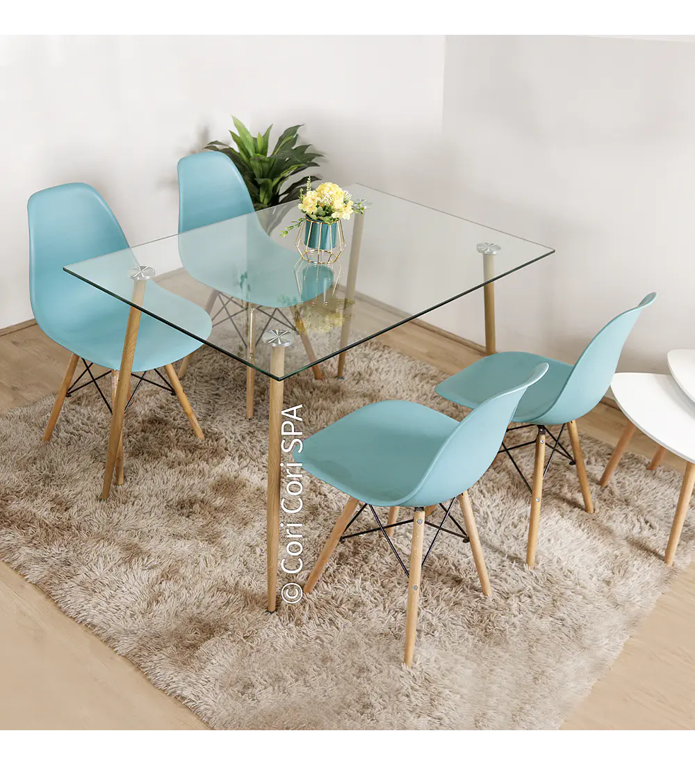 Comedor Rubi 130x80cm + 4 Sillas Eames 
