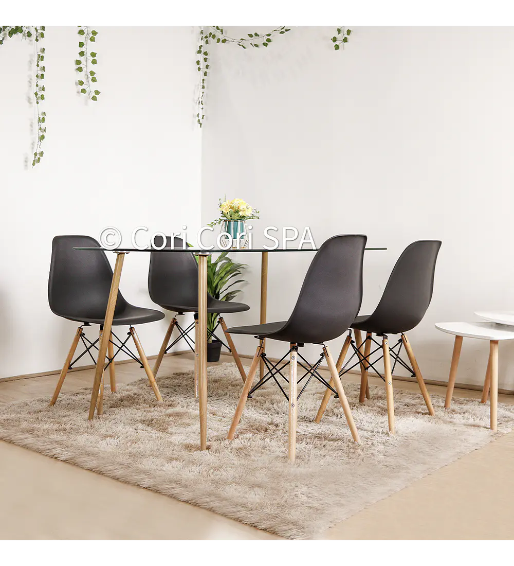 Comedor Rubi 130x80cm + 4 Sillas Eames 