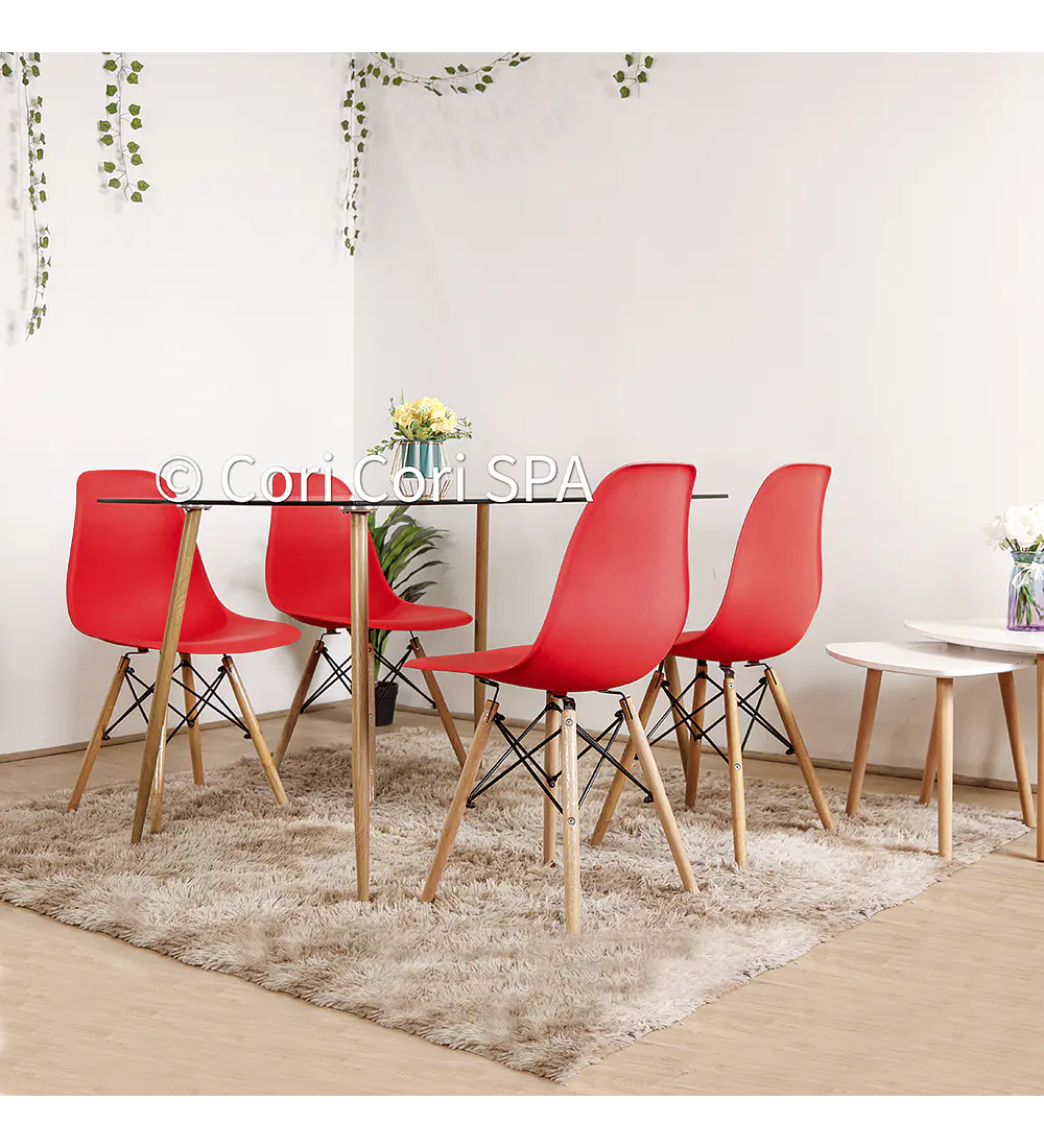 Comedor Rubi 130x80cm + 4 Sillas Eames 