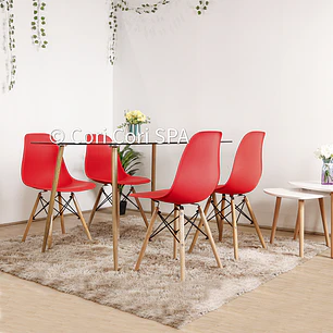 Comedor Rubi 130x80cm + 4 Sillas Eames 