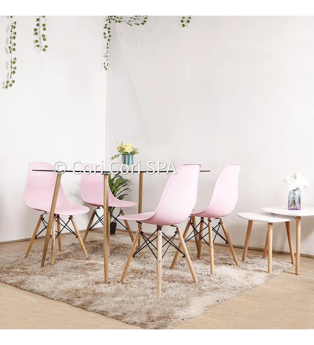 Comedor Rubi 130x80cm + 4 Sillas Eames 
