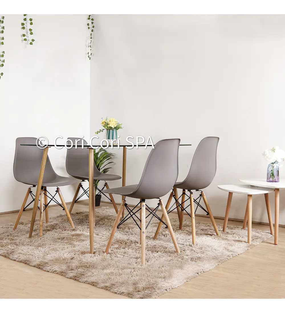 Comedor Rubi 130x80cm + 4 Sillas Eames 