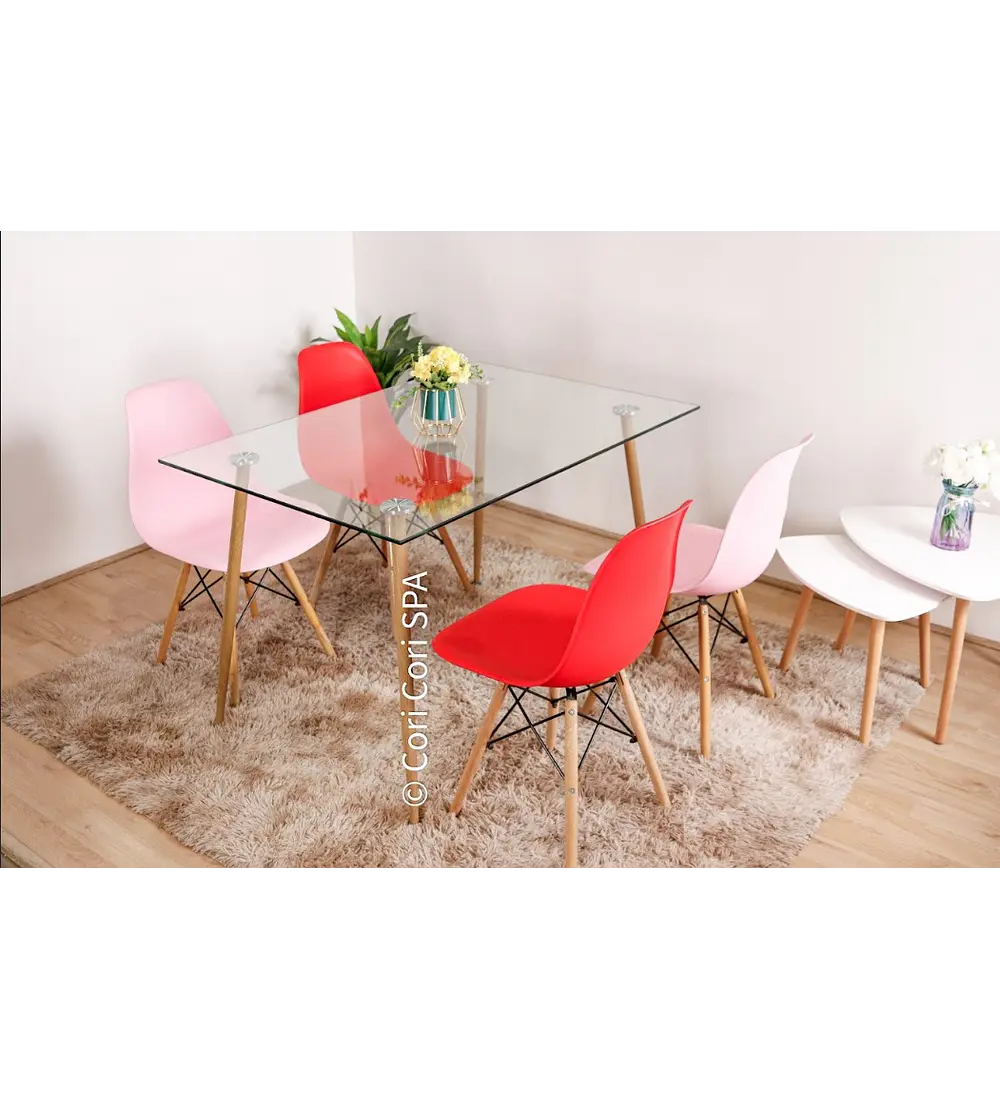 Comedor Rubi 130x80cm + 4 Sillas Eames 