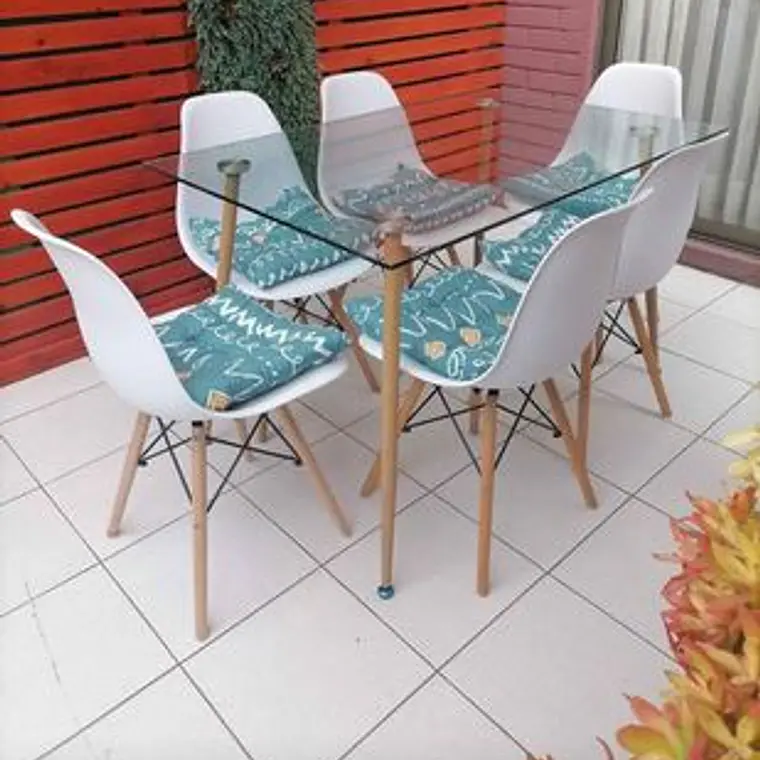 Comedor Rubi  130x80cm + 6 Sillas Eames 1