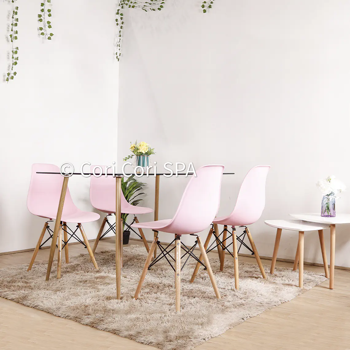 Comedor Rubi  130x80cm + 6 Sillas Eames 6