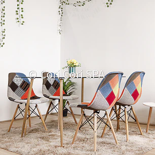 Comedor Rubi 130x80cm + 4 Sillas Patchwork 