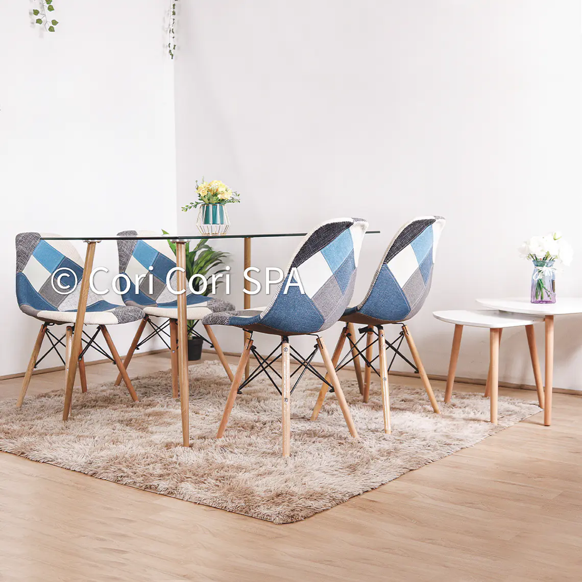 Comedor Rubi 130x80cm + 4 Sillas Patchwork  2